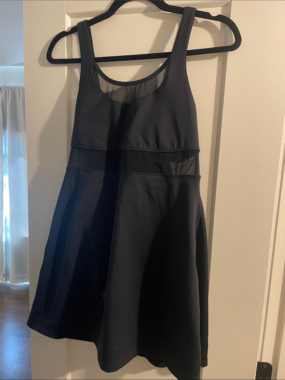 ALO Yoga Black Mesh-Panel Mini Dress